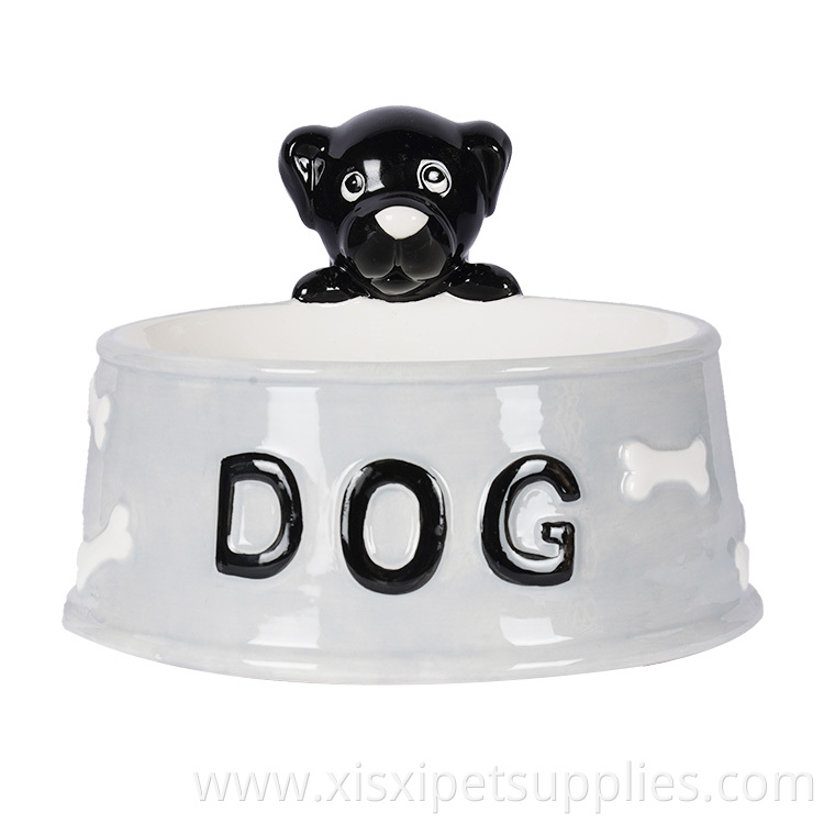 Custom Logo Printed Wholesale Porcelain Ceramic Pet Feeder Dog Bowl